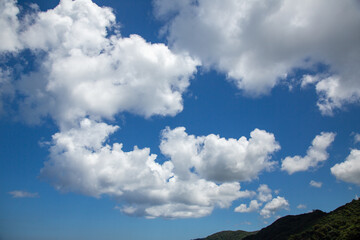 Obraz premium 南国の澄んだ青空とダイナミックな積雲（奄美大島）