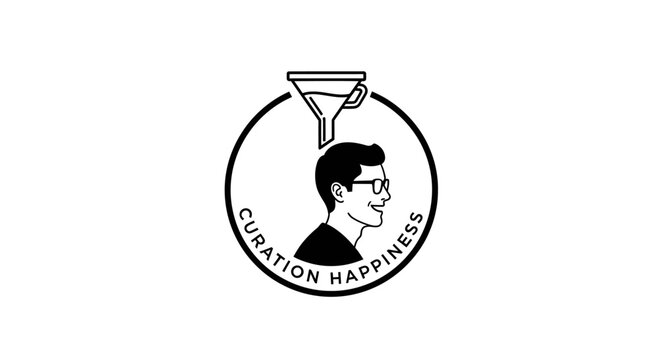 Curation Happiness Minimalist Line Art Logo Design