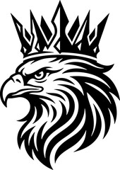 Obraz premium Eagle head mascot wearing a royal crown vector illustration