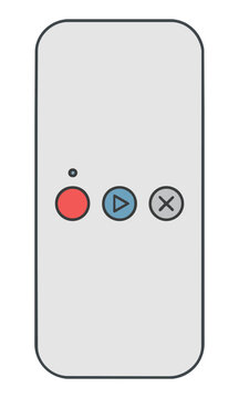 Minimal line art of a portable digital voice recorder with simple control buttons and status light on a white background, recording technology concept