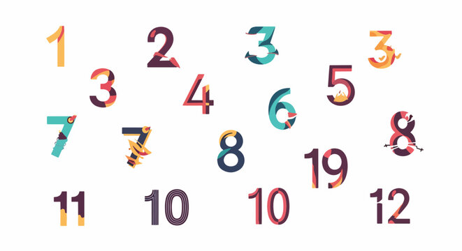 Colorful mathematical fraction equations on white background.