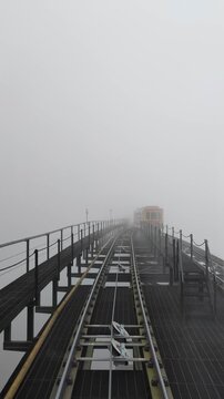 Monorail go to  Fansipan Mountain Vietnamese call Phan Xi Păng at  Sapa Vietnam - is the highest mountain in the Indochinese Peninsula - Travel Footage