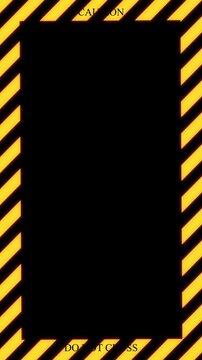 Animated yellow and black striped caution tape border loop for restricted areas