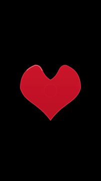 Animation white heart outline transforms into red filled shape, love symbol