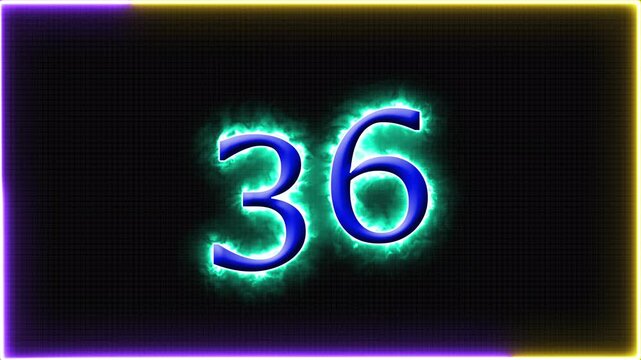 Neon number 36 animation, neon numbers