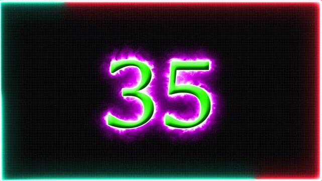 Neon number 35 animation, neon numbers