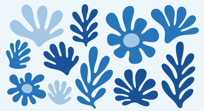 Blue floral pattern with stylized cornflower designs.