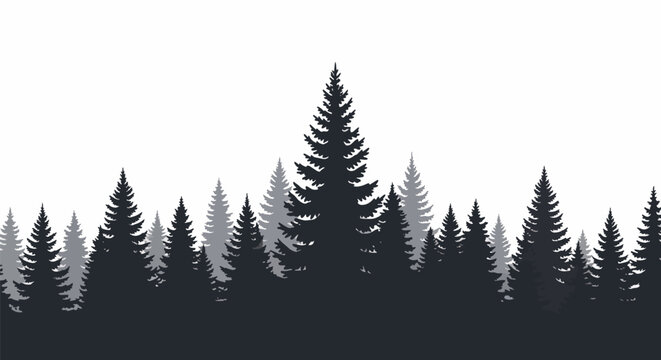 Christmas tree with pine cone decorations in silhouette.