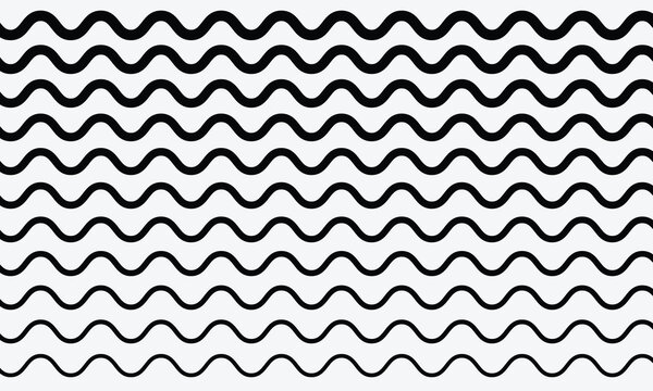 Wave line and wavy zigzag pattern lines. vector black underlines, geometric decoration element. smooth end squiggly horizontal, squiggles on white background. 