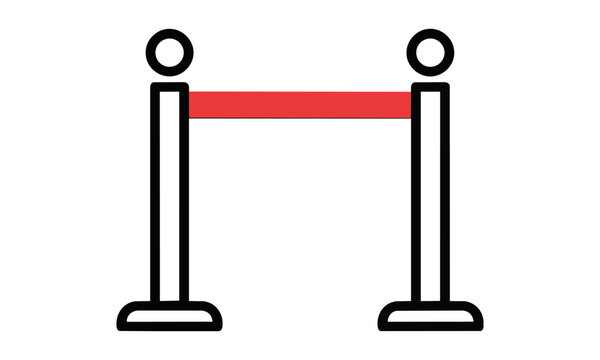 Minimalist icon of a retractable belt stanchion with two posts and a horizontal strap, consistent stroke and clean outlines. Order management concept