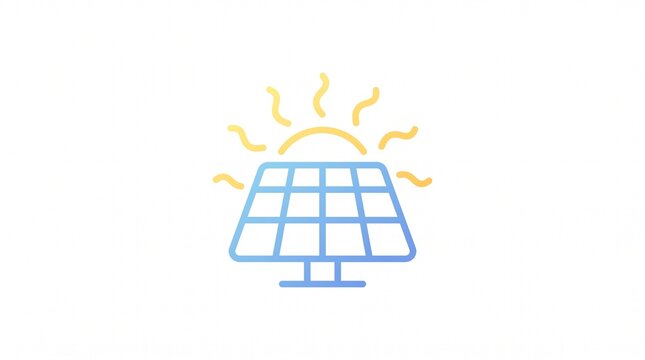 Solar Panel and Lamp Icon Vector Illustration Representing Renewable Energy Technology, Smart Home Power Solution, Green Business Concept and Modern Web Design Symbol