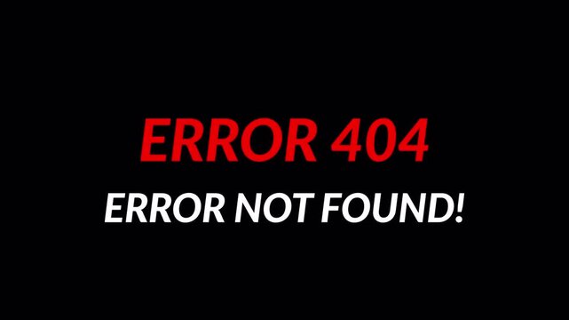 error 404 animation video on transparent background in 4K animation with alpha channel error 404 page not found animation 