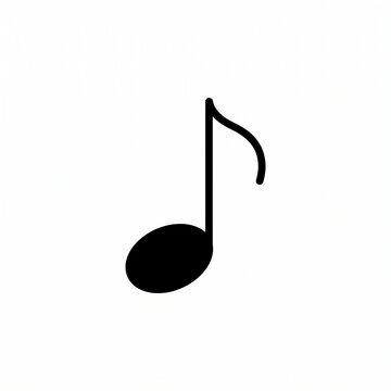 Minimalist line art eighth note music icon for sound, melody, audio app, song composition, and entertainment concept isolated on white background.