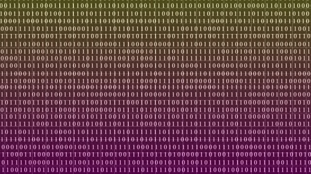  Binary Code on Digital dark Background. Rows of ones and zeros in a binary pattern create a digital data backdrop, symbolizing coding and information processing 4k video animation.
