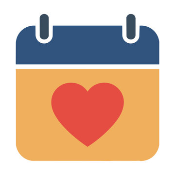 Minimalist calendar icon with a heart symbol for scheduling and important dates on a white background. Romance and planning concept