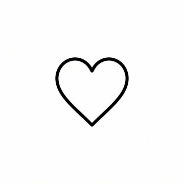 Minimalist line art heart icon for social media like, favorite item, love symbol, bookmark, and app user interface design isolated on white background.