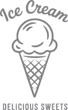 Cono de helado minimalista con texto de dulces deliciosos para marca de comida y men&uacute; de restaurante