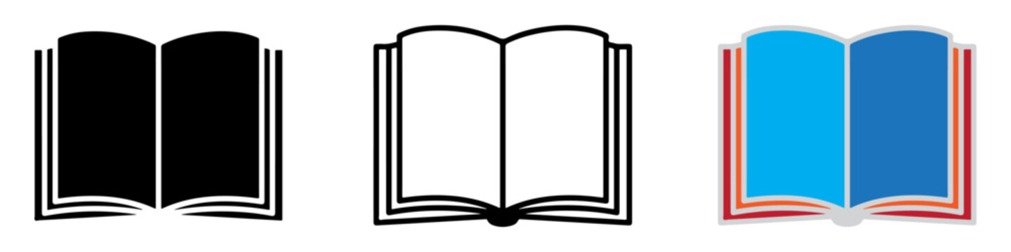 Open book icon, symbol, clipart, logo vector illustration. PNG. Editable stroke. education and reading symbol.