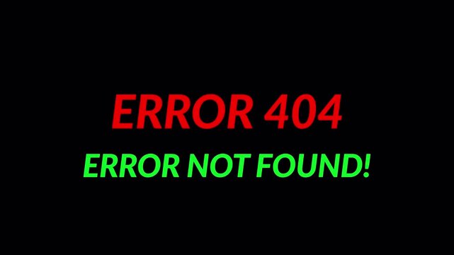 error 404 animation video on transparent background in 4K animation with alpha channel error 404 page not found animation 
