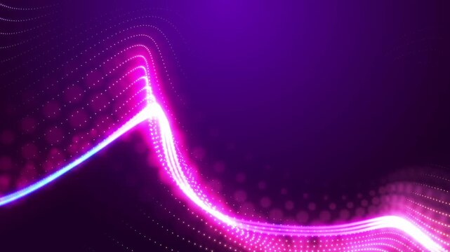 Horizontal Seamless Loop Glowing Magenta Neon Wave Line Background