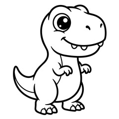 Fototapeta premium Baby Tyrannosaurus Rex with oversized eyes Coloring Page Black and White Vector Line Art for Kids Printable Educational Activity