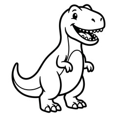 Fototapeta premium Cute Allosaurus Dinosaur Coloring Page Black and White Vector Line Art for Kids Printable Educational Activity