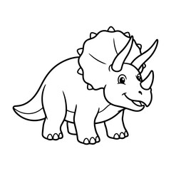 Fototapeta premium Cute Pentaceratops Dinosaur Coloring Page Black and White Vector Line Art for Kids Printable Educational Activity