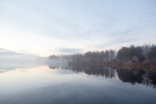 Foggy landscape in Northern Finland.