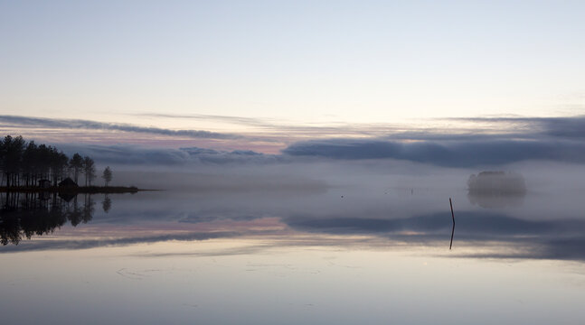 Foggy landscape in Northern Finland.