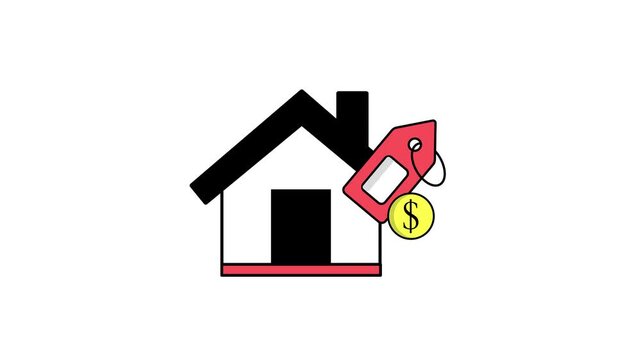 Animated Real Estate Concept Icon in 4K for Property Investment and Smart Housing Design