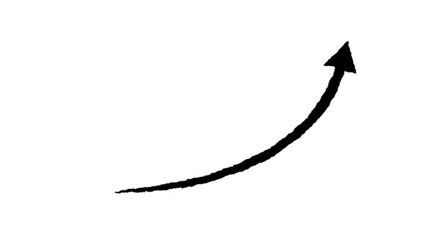 Animation of business graph with up arrow. hand drawn black arrow on white background
