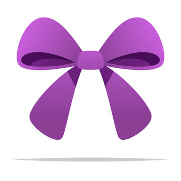 Purple ribbon bow knot vector isolated illustration