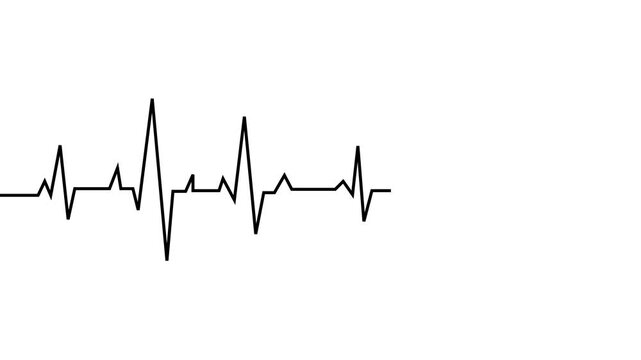 ECG line animation video on white background. Heartbeat electrocardiogram. ECG heartbeat monitor, ECG monitor, heart beating and pumping, healthcare medical animation.