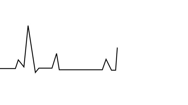 ECG line animation video on white background. Heartbeat electrocardiogram. ECG heartbeat monitor, ECG monitor, heart beating and pumping, healthcare medical animation.