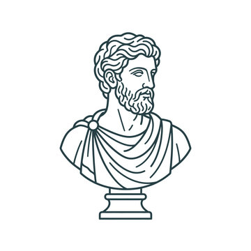 Bearded philosopher statue bust vector icon.