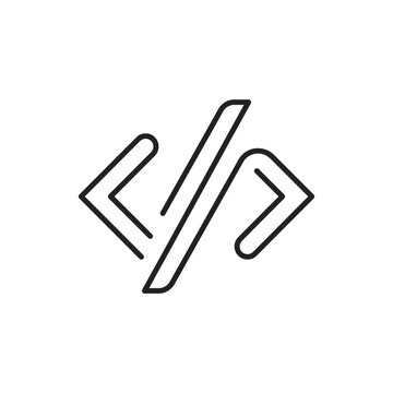 Black and white minimalist web development code icon.