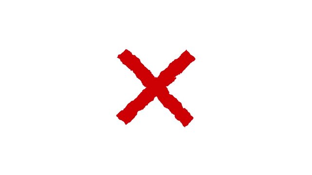 Red cross mark animation, 4k loopable icon. wrong mark animation, red x symbol for motion graphic.