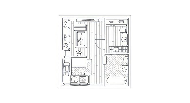 black and white blueprint of house.