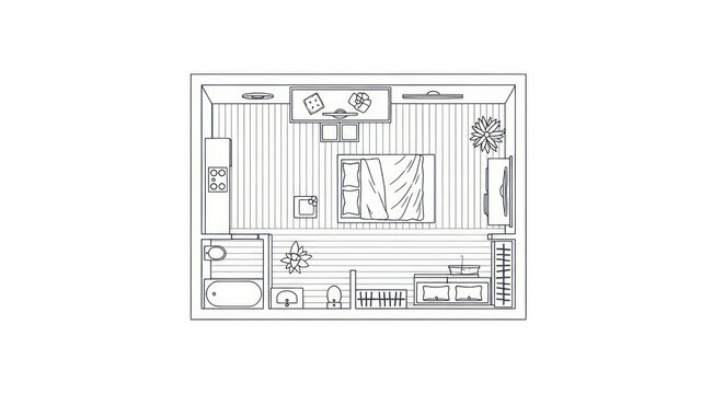 black and white blueprint floor plan.