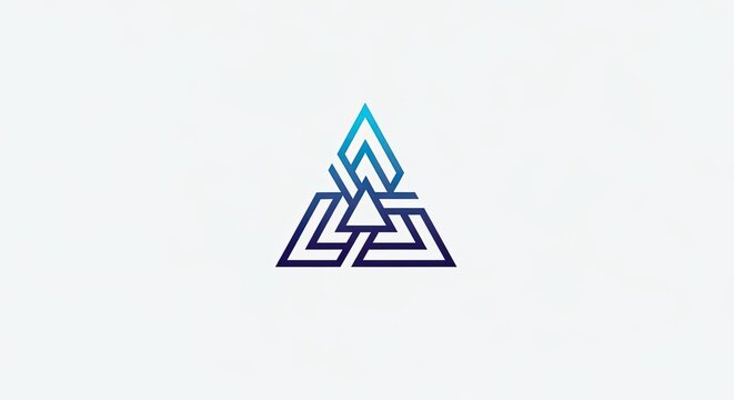 Complex triple knot geometric logo in blue gradients.