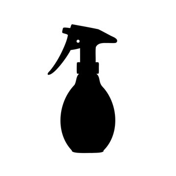 Black spray bottle with trigger nozzle - Minimalist black spray bottle icon featuring a trigger nozzle for cleaning or disinfecting purposes, clean and modern design.