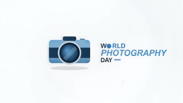 World photography day icon animation of a professional digital camera