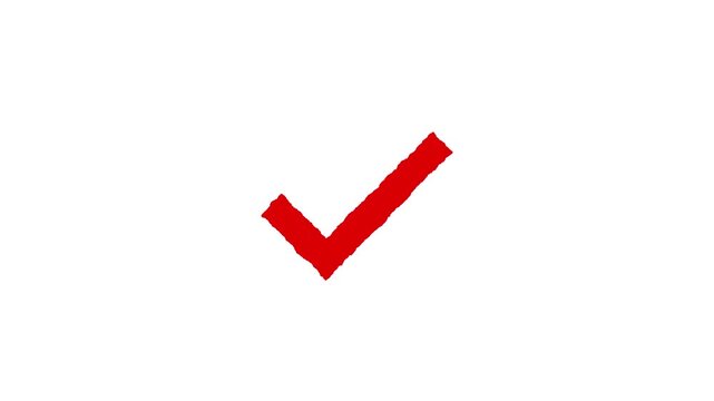 Hand drawn check mark on white background, checkmark animation symbol, yes approve choice, approved tick mark, verified symbol, yes icon, check mark flat style