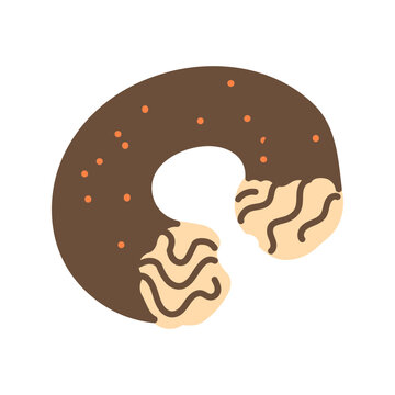 donut bite chocolate swirl hand drawn bakery and pastry line illustration