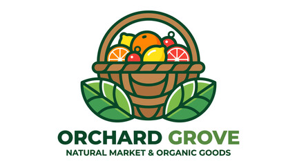 Fototapeta premium Orchard Grove Natural Market and Organic Goods Logo Design.