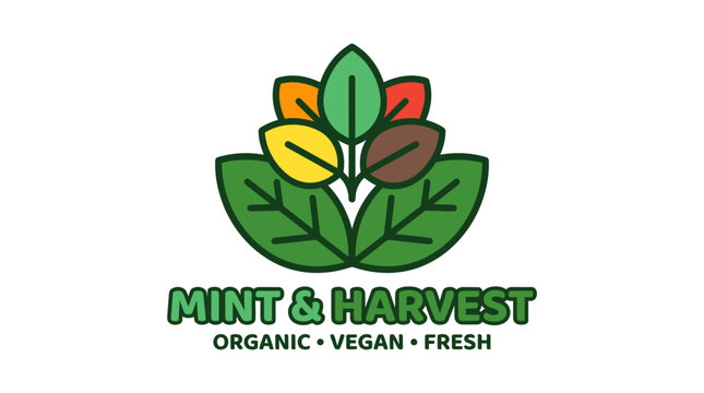 Mint and Harvest Organic Vegan Fresh Logo Design.