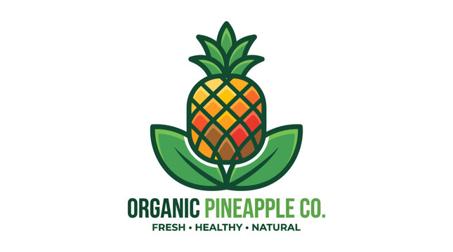 Organic Pineapple Company Logo Design with Fresh Healthy Natural Text.
