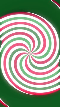 Christmas animation background red green white spiral swirl pattern candy loop motion graphic