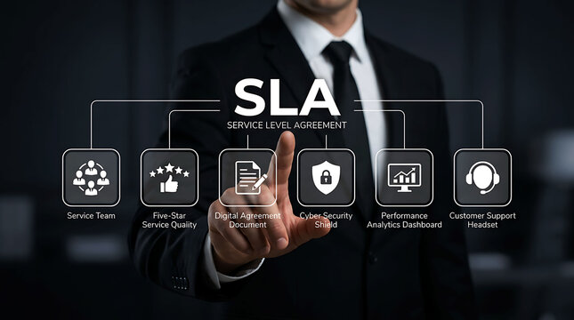 SLA Service Level Agreement Customer Support Performance Compliance Concept
