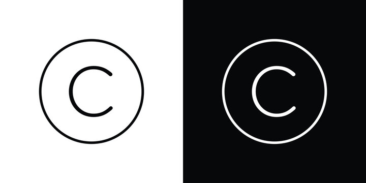 Copyright icon outline symbol pack